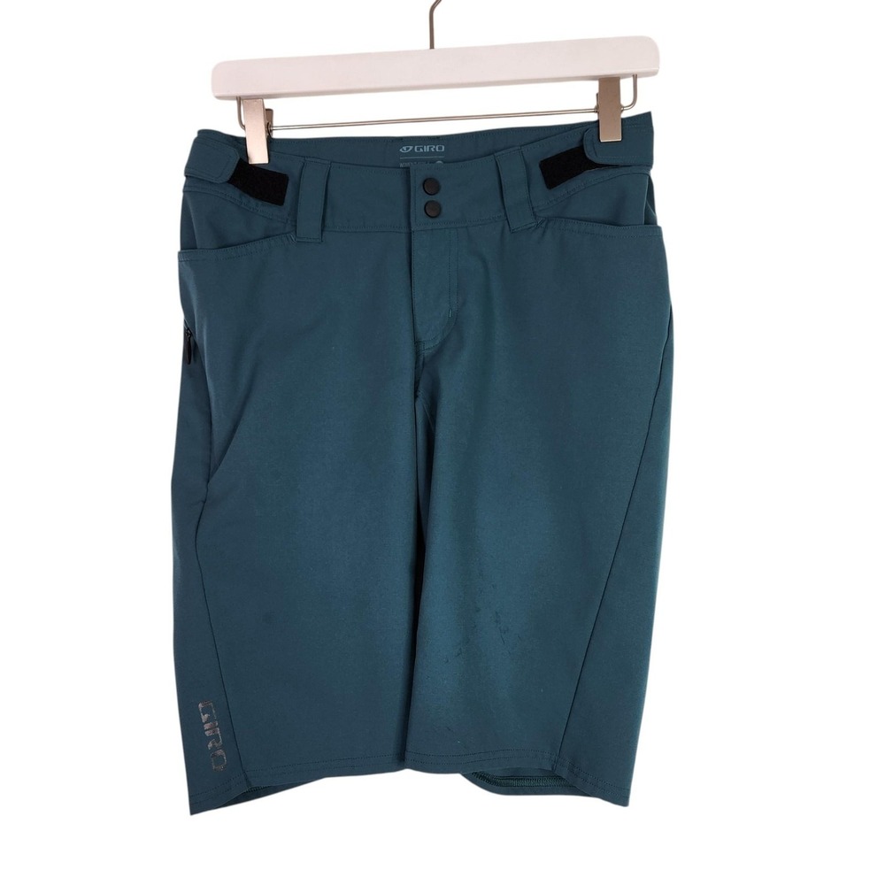 GIRO Arc Shorts Womens 4 Blue Green Softshell Biker Cycling 9" Inseam Adjustable